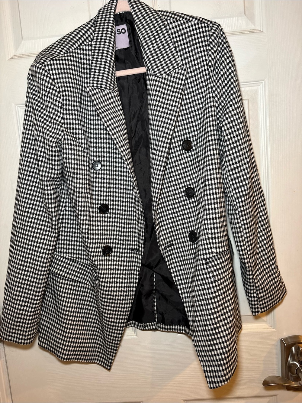 SO Houndstooth Blazer in Black & White Size Large Like New